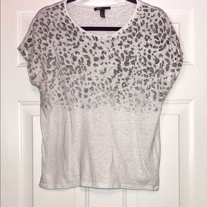MNG Casual Leopard Print Women's Top MED SS Tee w/Pizazz Layering Piece